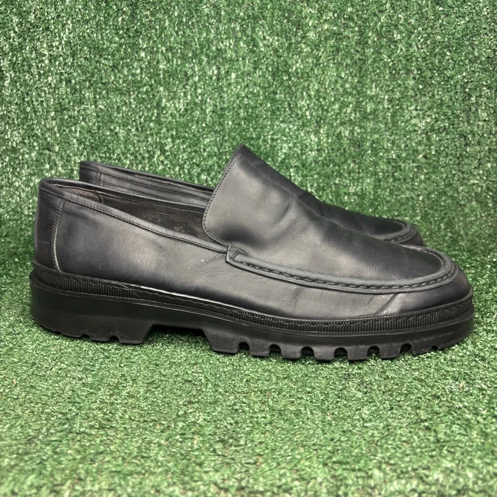To Boot New York Chunky Lug Sole Leather Slip On Loafers Black Mens Size 13‎